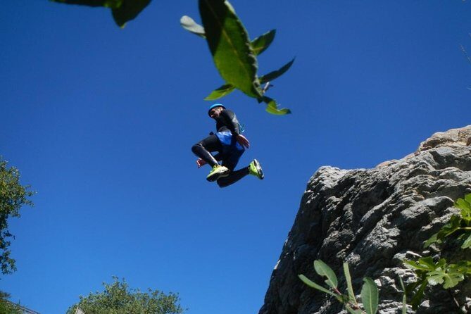 Canyoning Gorge Descent, river walk in Benahavis. - Gear and Safety: Wetsuits, Harnesses, Helmets, and Stored Valuables
