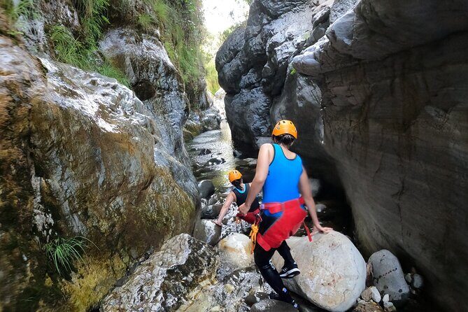 From Estepona: Guided Canyoning Tour on the Guadalmina River - Learning the rappel on a 4-meter wall