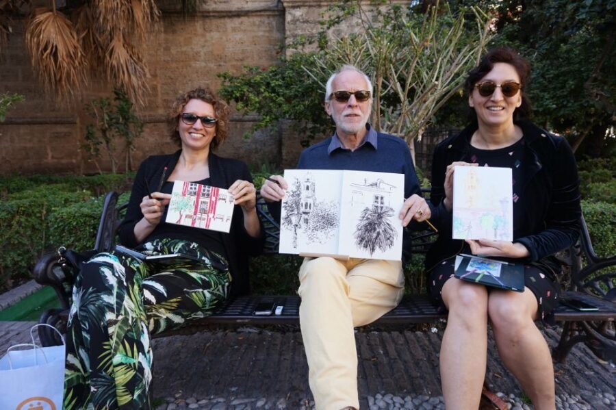 Malaga: Drawing & Painting Lesson Outdoors - Meeting Next to the Centre Pompidou Colors Cube