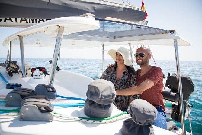 Marbella 3-hour Catamaran Group Excursion with Dolphin Watching - At anchor: swim, snorkel, SUP, fishing (and sometimes kayaking)