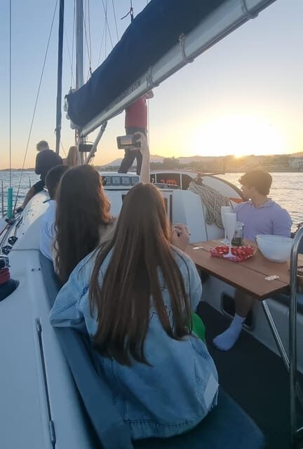 Marbella: sunset sailboat trip Drinks-Snacks,2 hour - Swim time, paddle boat/paddle surf, and fishing chances