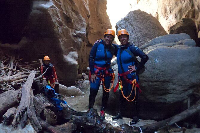 Private canyoning adventure in the Buitreras Canyon - What canyoning feels like here: climbs, abseils, jumps, and swims
